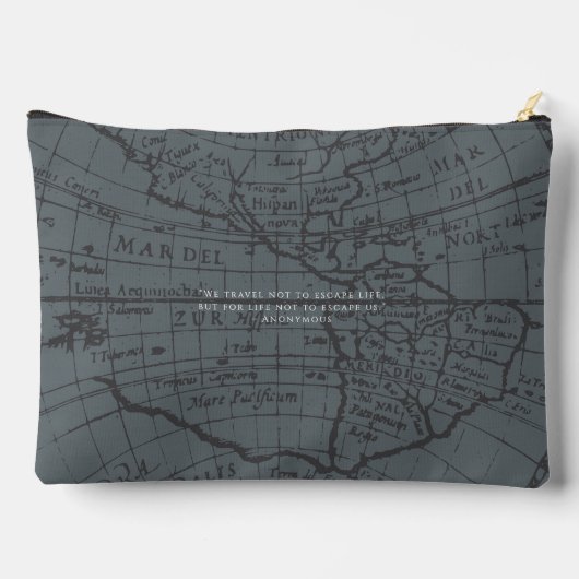 Nautical Rope Monogram Map Grey Zubehörtasche (Rückseite)
