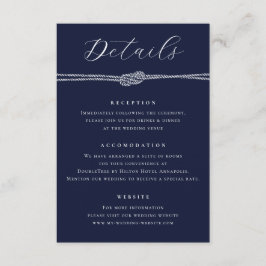 Nautical Rope Navy Blue Elegant Details Hochzeit Begleitkarte