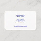 Nautical Rope Segelschiff Helm Navy White Visitenkarte (Rückseite)