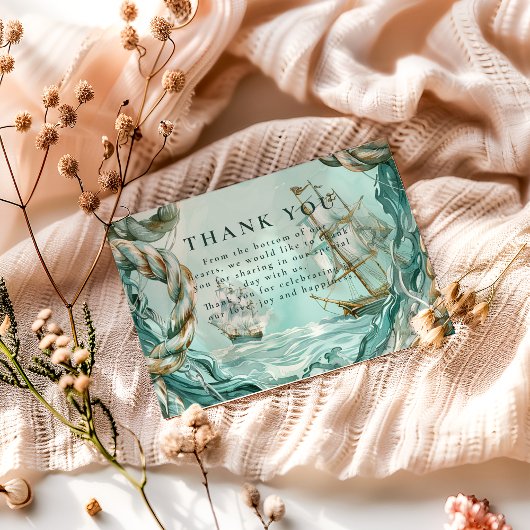 Nautical Rope Voyage Wedding Dankeskarte