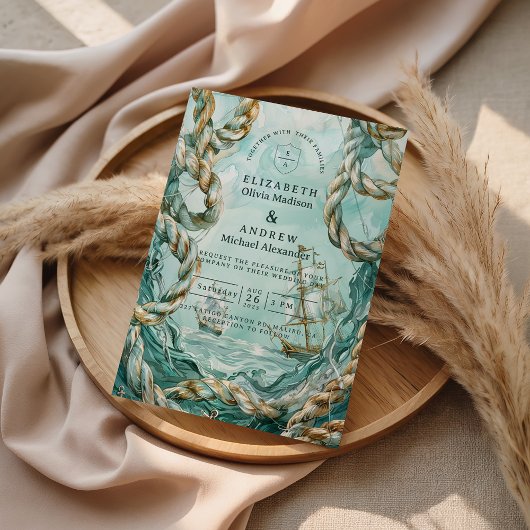 Nautical Rope Voyage Wedding Einladung