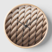 Nautical Rope Wood Gerahmt Wall Clock Uhr (Vorderseite)