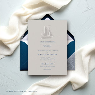 Nautical Sail Boat Formal Moderne klassische Hochz Einladung