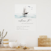 Nautical Sail Yacht Any Year Anniversary Welcome Poster (Küche)