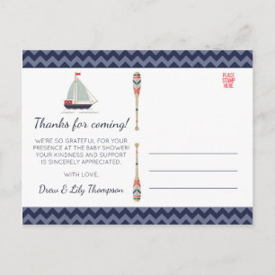 Nautical Sailboat Ahoy Baby Boy Dusche Vielen Dank Postkarte