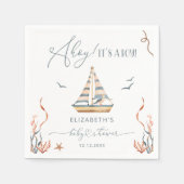 Nautical Sailboat Ahoy Es ist eine Baby-Dusche Serviette (Vorderseite)