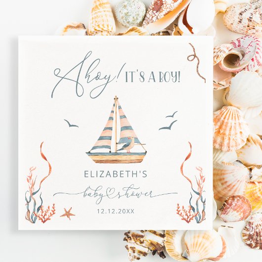 Nautical Sailboat Ahoy Es ist eine Baby-Dusche Serviette