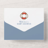 Nautical Sailboat Ahoy es ist eine Boy Baby Dusche All In One Einladung (Rückseite)