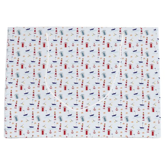 Nautical Sailboat Anchor Sea Gull Leuchtturm Ozean Große Geschenktüte (Vorderseite)