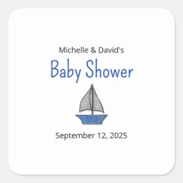 Nautical Sailboat Baby Boy Couples Shower Quadratischer Aufkleber