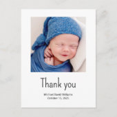 Nautical Sailboat Baby Boy Photo Shower Thank You Postkarte (Vorderseite)