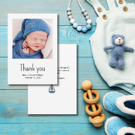 Nautical Sailboat Baby Boy Photo Simple Shower Tha Dankeskarte