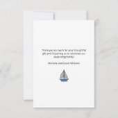 Nautical Sailboat Baby Boy Photo Simple Shower Tha Dankeskarte (Rückseite)