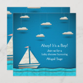Nautical Sailboat Baby Shower Einladung ~ Boys (Vorne/Hinten)