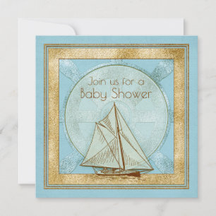 Nautical Sailboat Boy Kinderdusche Einladung