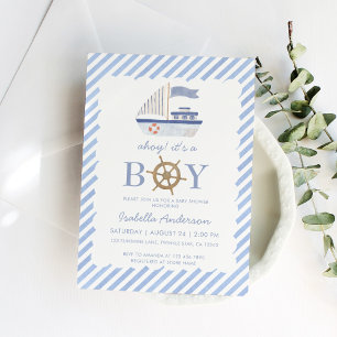 Nautical Sailboat Boy Kinderdusche Einladung
