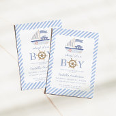 Nautical Sailboat Boy Kinderdusche Einladung