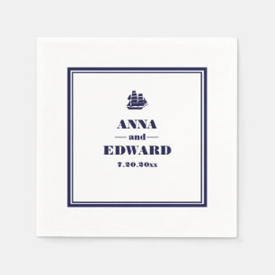 Nautical Sailboat Bridge und Groom Paper Napkin Serviette