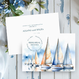Nautical Sailboat Coastal Hochzeit Probe Dinner Einladung