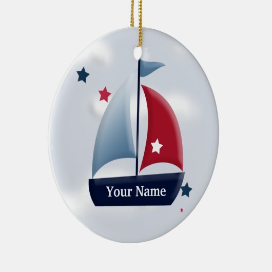 Nautical Sailboat Design Custom Ornament (Rechts)