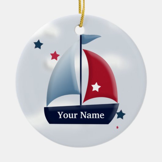 Nautical Sailboat Design Custom Ornament (Vorne)