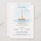 Nautical Sailboat Geburtstagseinladung für Kinder Einladung (Vorderseite)
