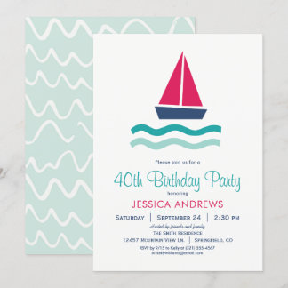 Nautical Sailboat Geburtstagsparty Einladung