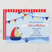 Nautical Sailboat Geburtstagsparty Einladungen (Vorne/Hinten)