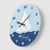 Nautical Sailboat Große Wanduhr (Winkel)