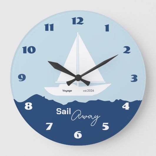 Nautical Sailboat Große Wanduhr (Vorderseite)