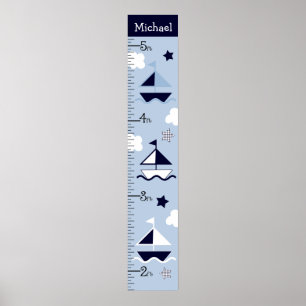 Nautical Sailboat Growth Chart Behielt auf 8x44! Poster