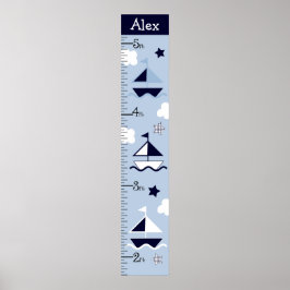 Nautical Sailboat Growth Chart Behielt auf 8x44! Poster