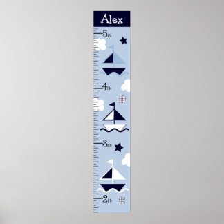 Nautical Sailboat Growth Chart Behielt auf 8x44! Poster