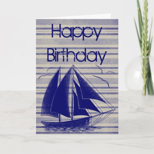 Nautical Sailboat Happy Birthday Karte (Vorderseite)