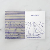 Nautical Sailboat Happy Birthday Karte (Innenseite)