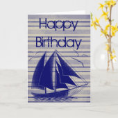 Nautical Sailboat Happy Birthday Karte (Gelbe Blume)