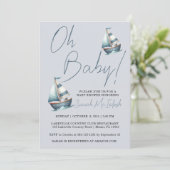 Nautical Sailboat Kinderdusche Einladung (Stehend Vorderseite)