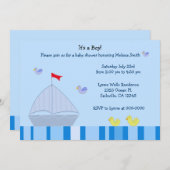Nautical Sailboat Kinderdusche Einladung (Vorne/Hinten)