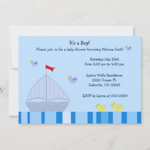 Nautical Sailboat Kinderdusche Einladung