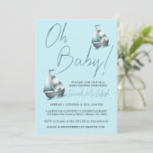 Nautical Sailboat Kinderdusche Einladung (Stehend Vorderseite)