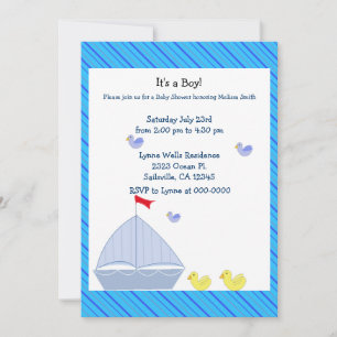 Nautical Sailboat Kinderdusche Einladung