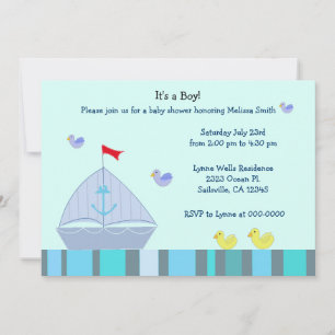 Nautical Sailboat Kinderdusche Einladung