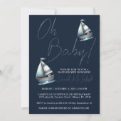 Nautical Sailboat Kinderdusche Einladung (Vorderseite)