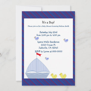Nautical Sailboat Kinderdusche Einladung