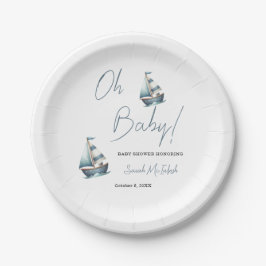 Nautical Sailboat Kinderdusche Einladung Pappteller