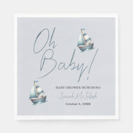 Nautical Sailboat Kinderdusche Einladung Serviette