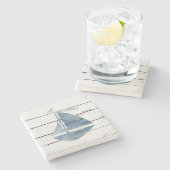 Nautical Sailboat Marble Stone Untersetzer (Seitenansicht)