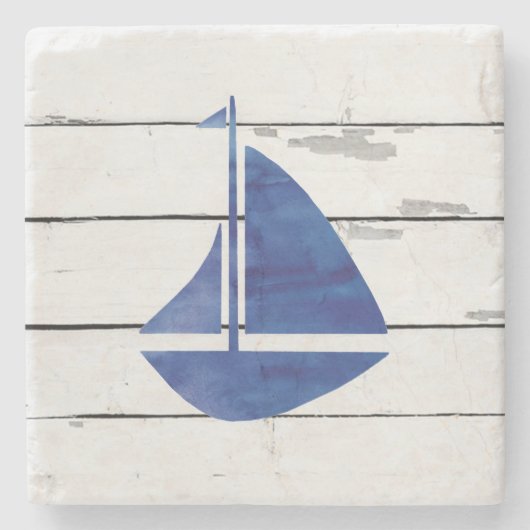 Nautical Sailboat Marble Stone Untersetzer (Vorderseite)