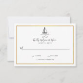 Nautical Sailboat Minimale Hochzeit RSVP Karte (Vorderseite)
