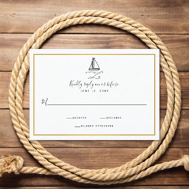 Nautical Sailboat Minimale Hochzeit RSVP Karte
